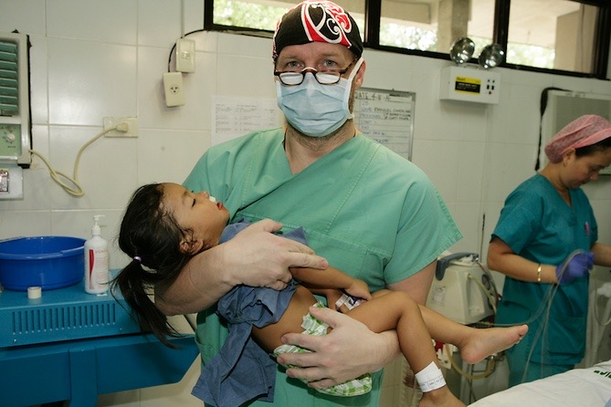 The volunteer team at work in a Manila operating theatre